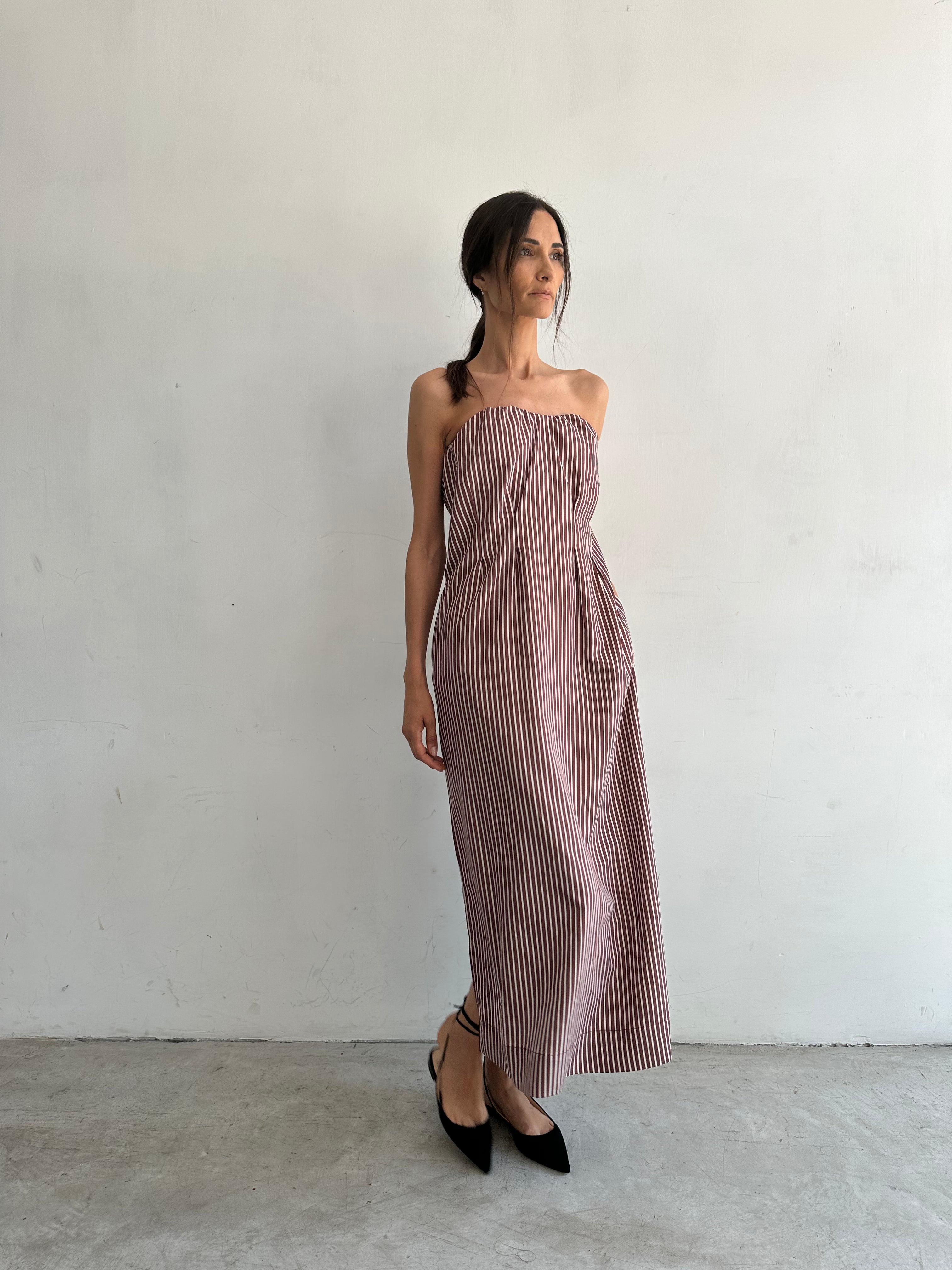 Luce Abito Marrone A Righe