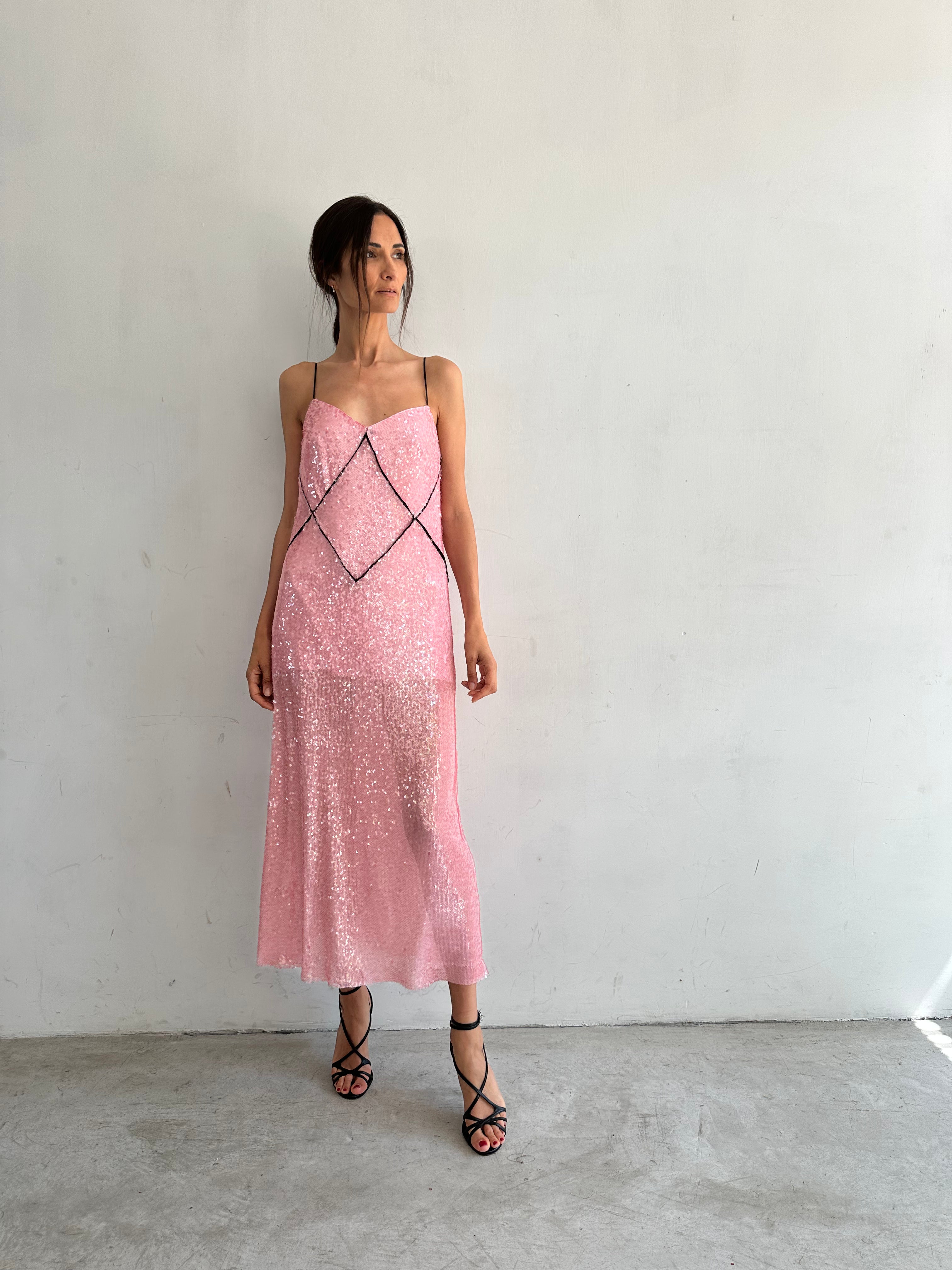 Favola Abito Rosa In Paillettes