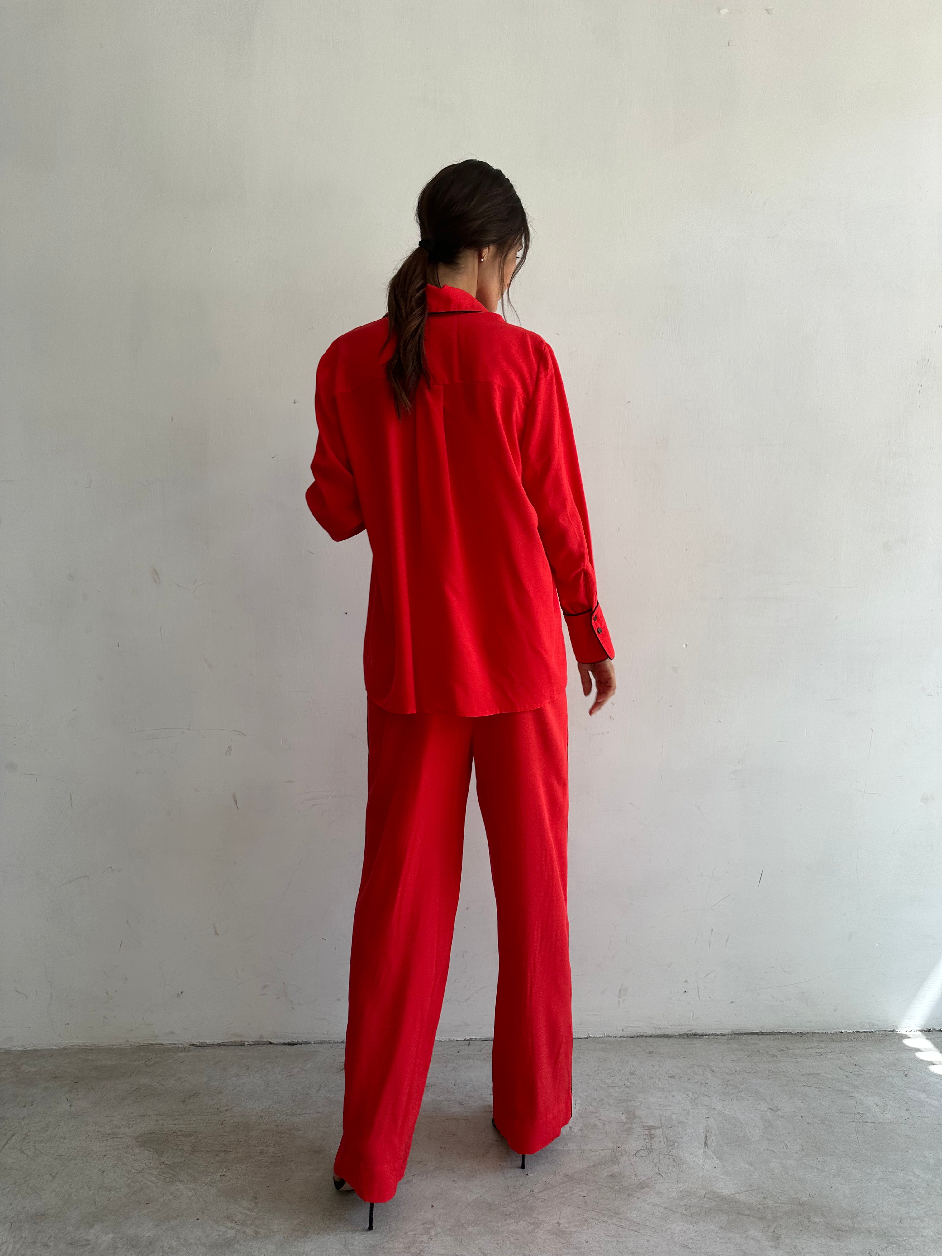 Aria Camicia Pigiama Rossa In Viscosa