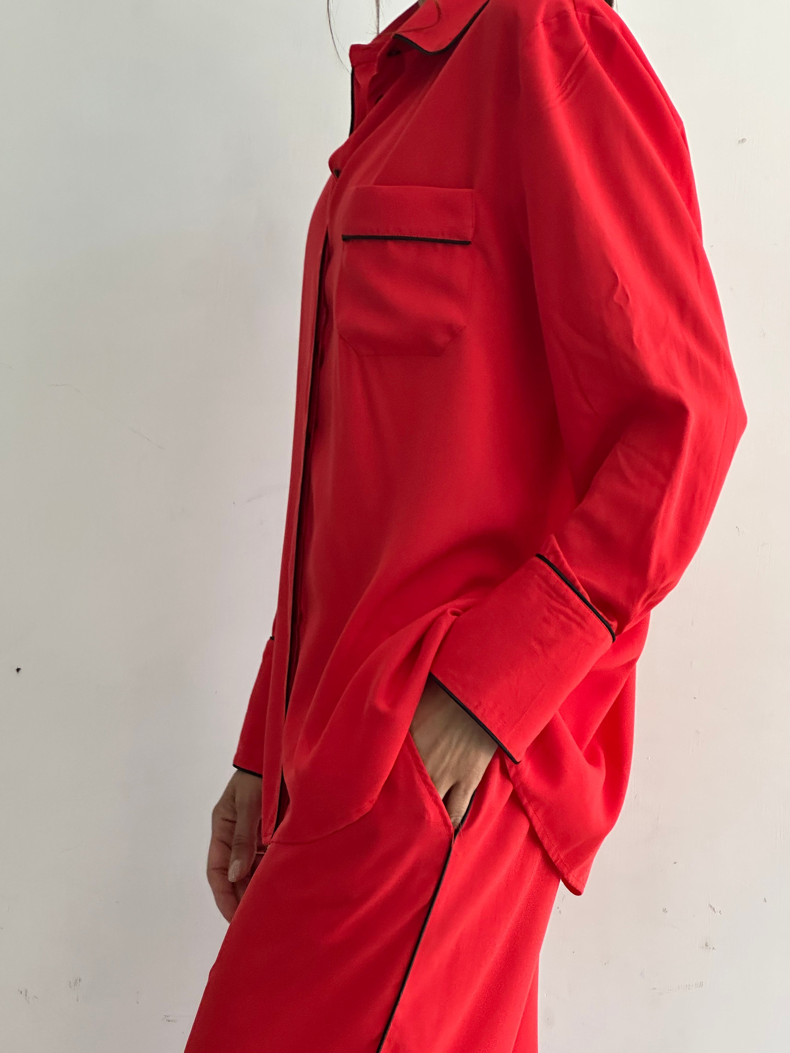 Aria Camicia Pigiama Rossa In Viscosa