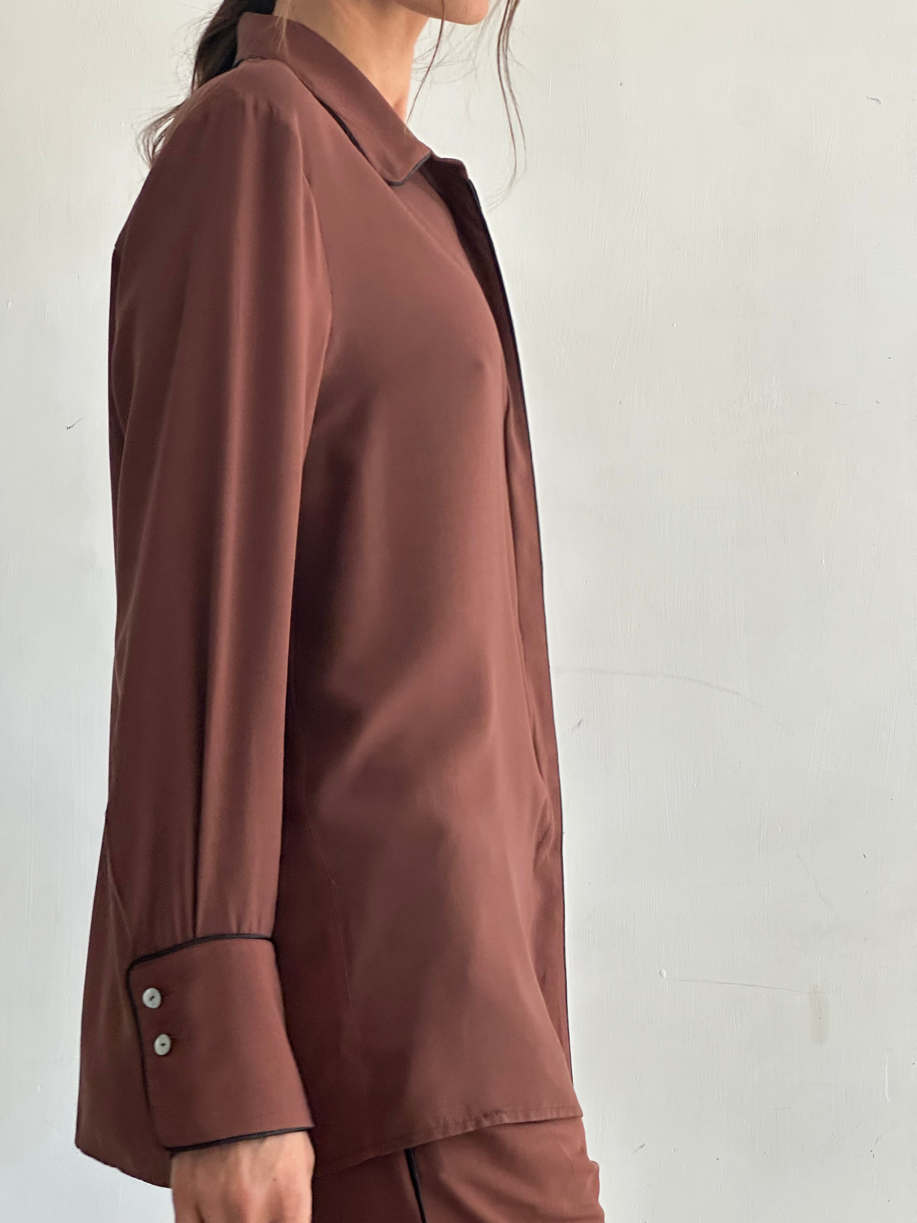 Aria Camicia Pigiama Marrone In Viscosa