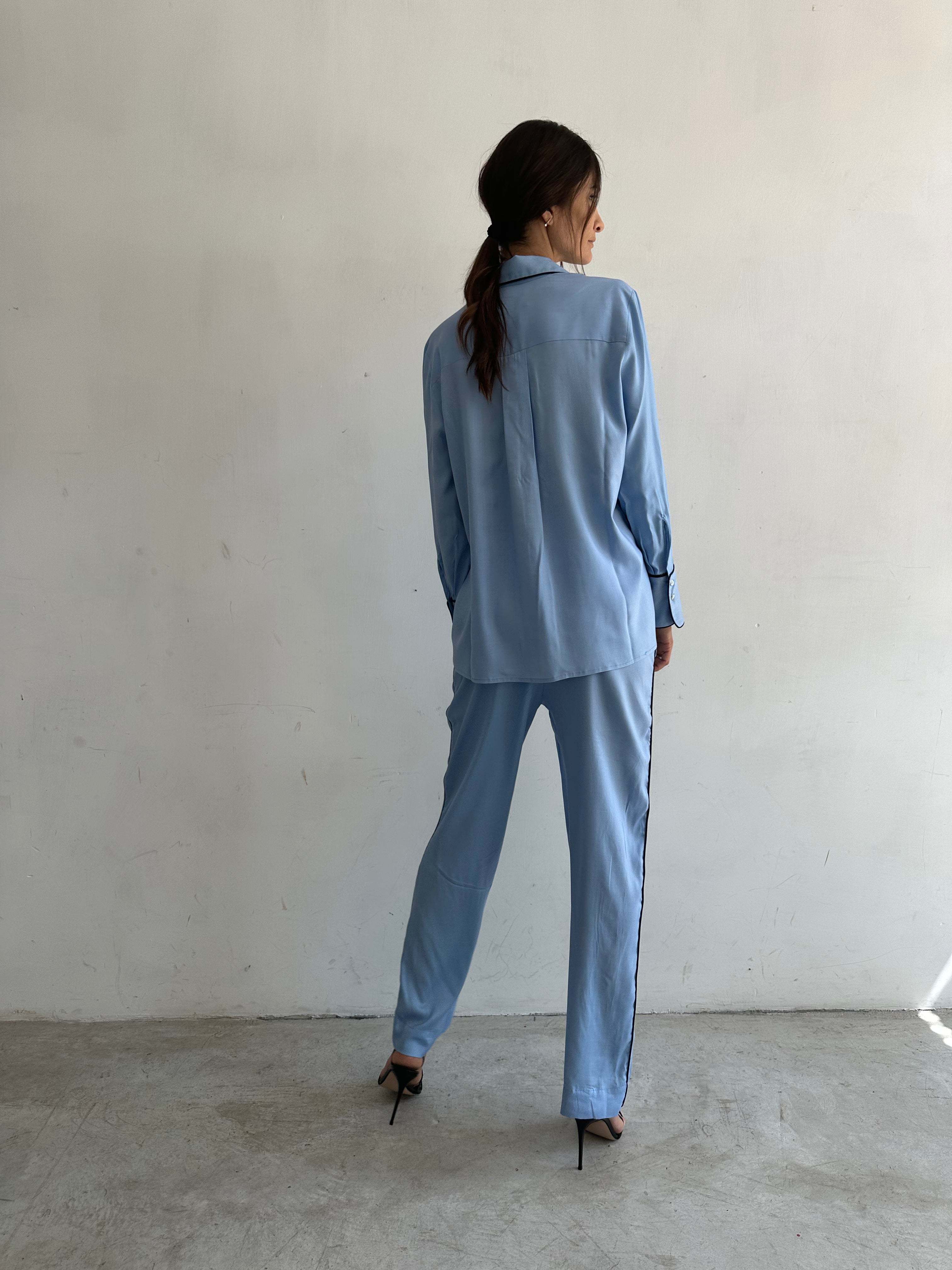 Aria Camicia Pigiama Azzurro In Viscosa