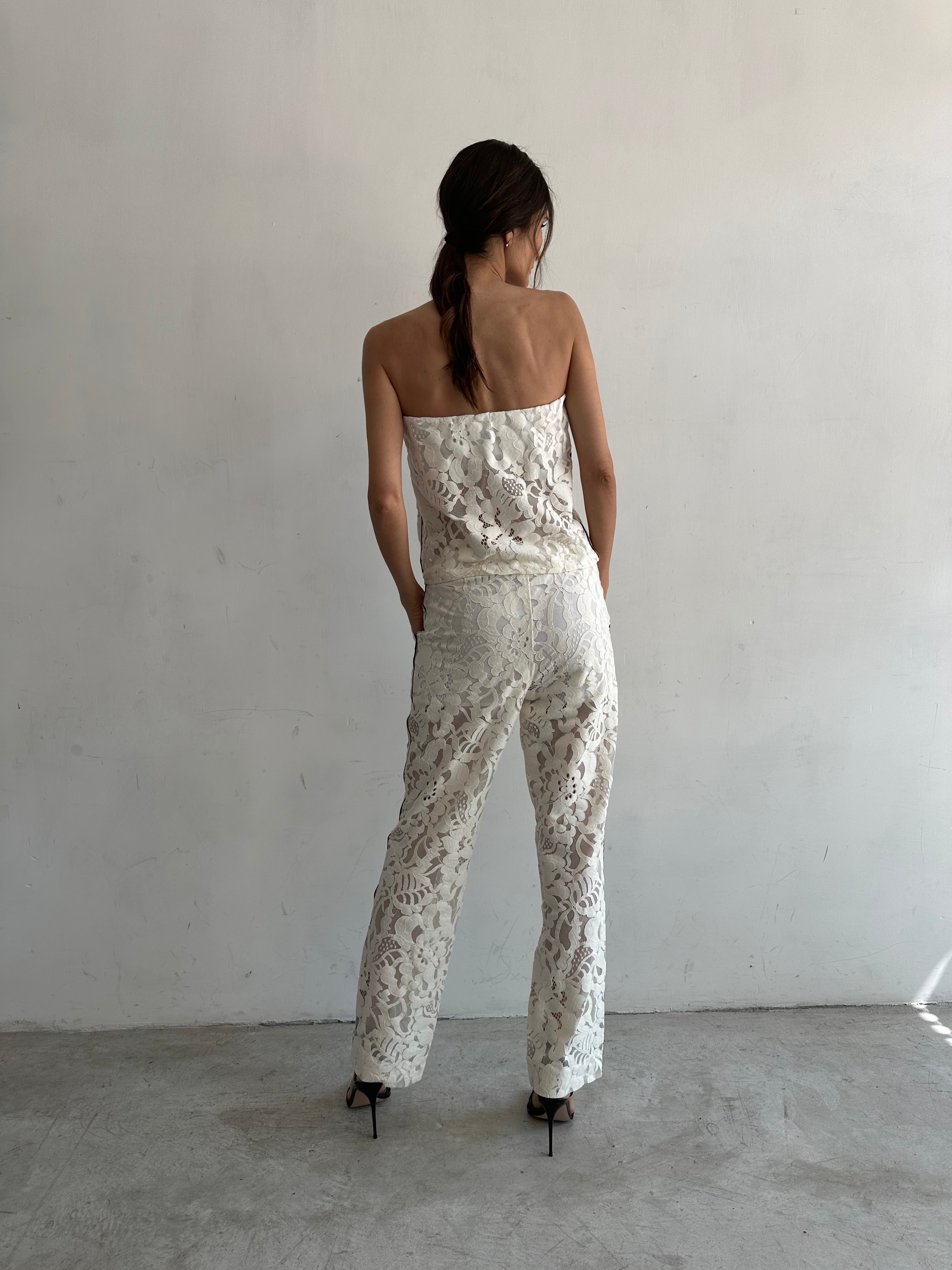 Aura Top Bianco In Pizzo