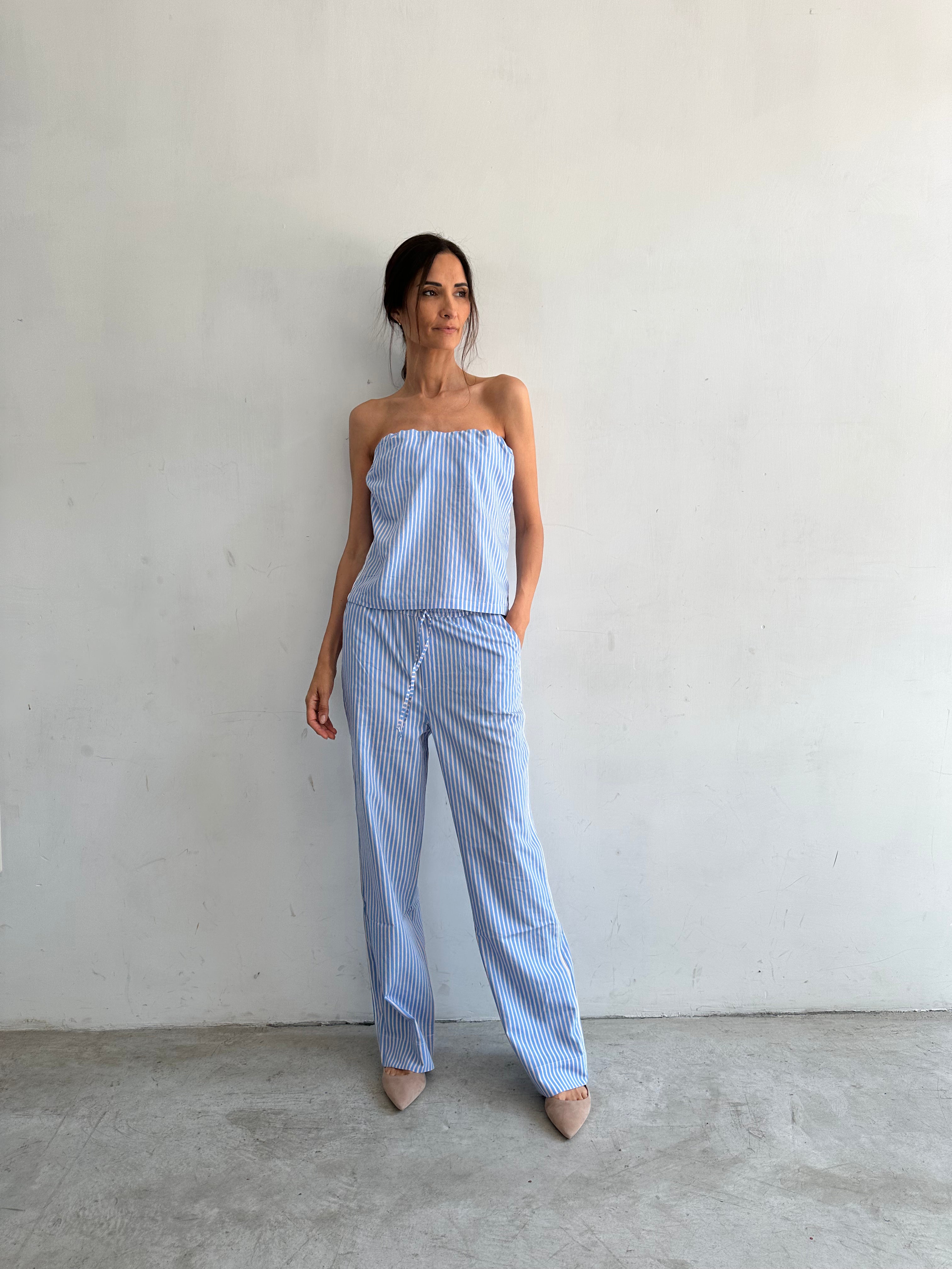 Aura Top Azzurro Cielo A Righe