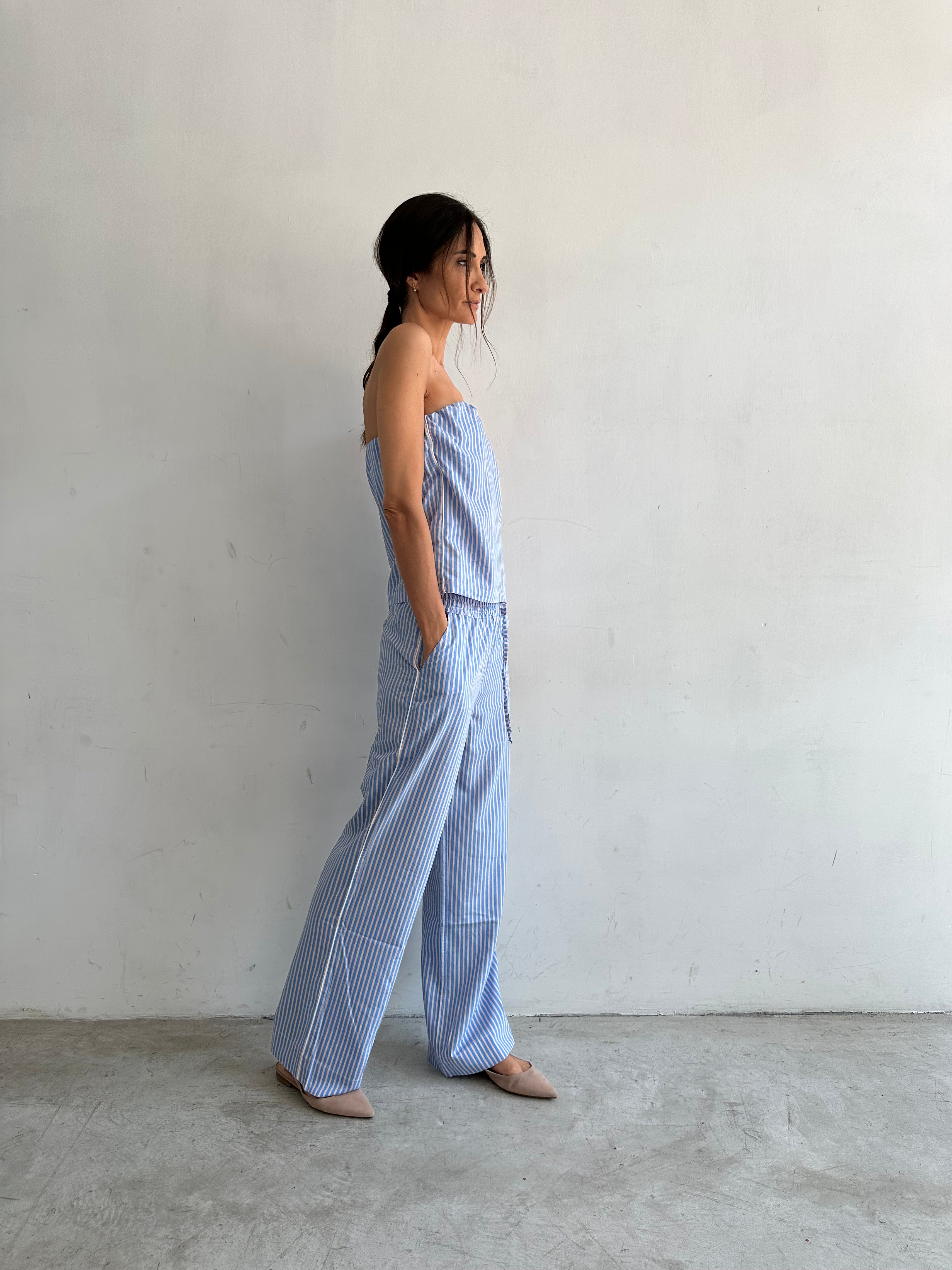 Aura Top Azzurro Cielo A Righe