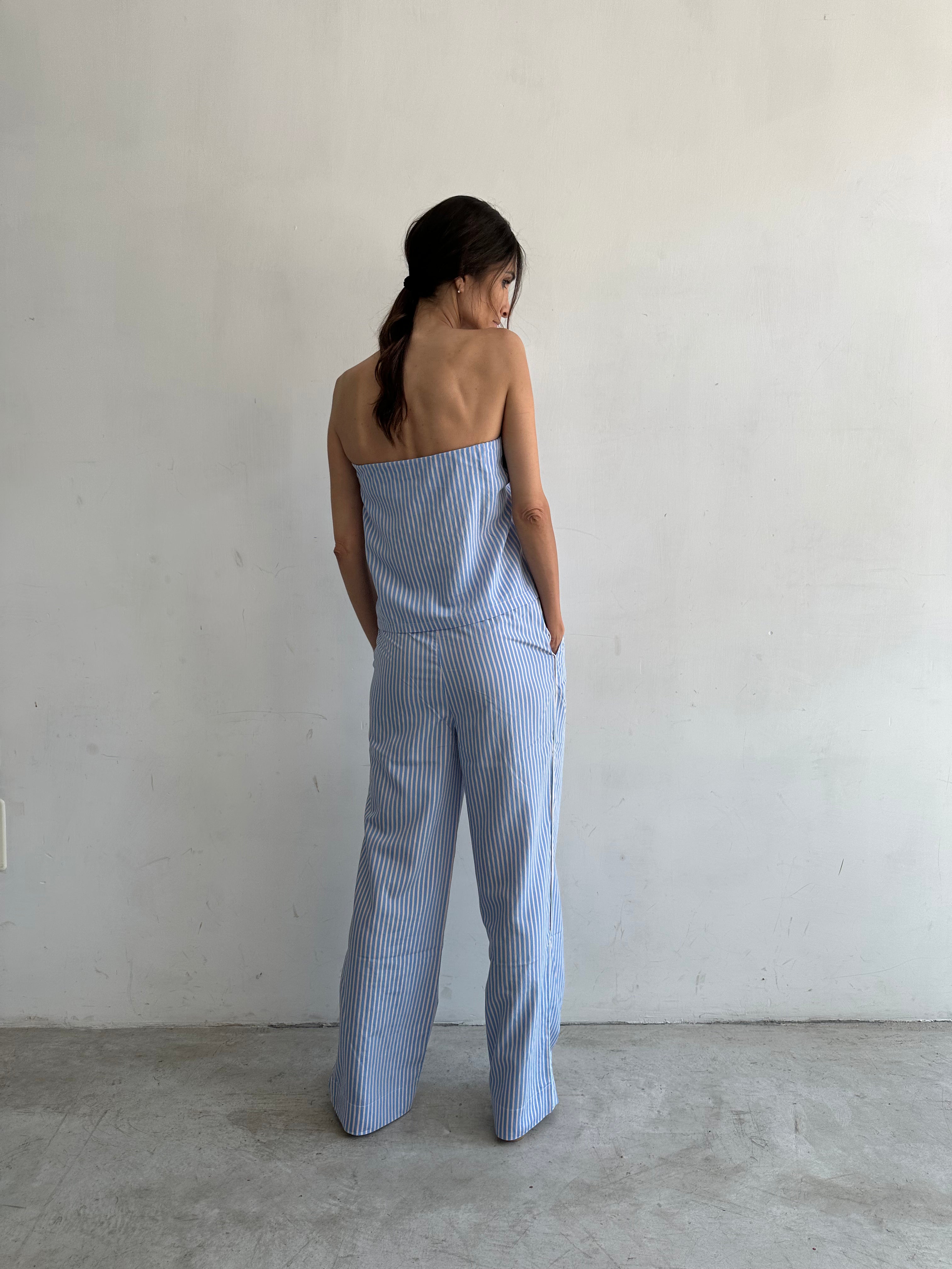 Aura Top Azzurro Cielo A Righe