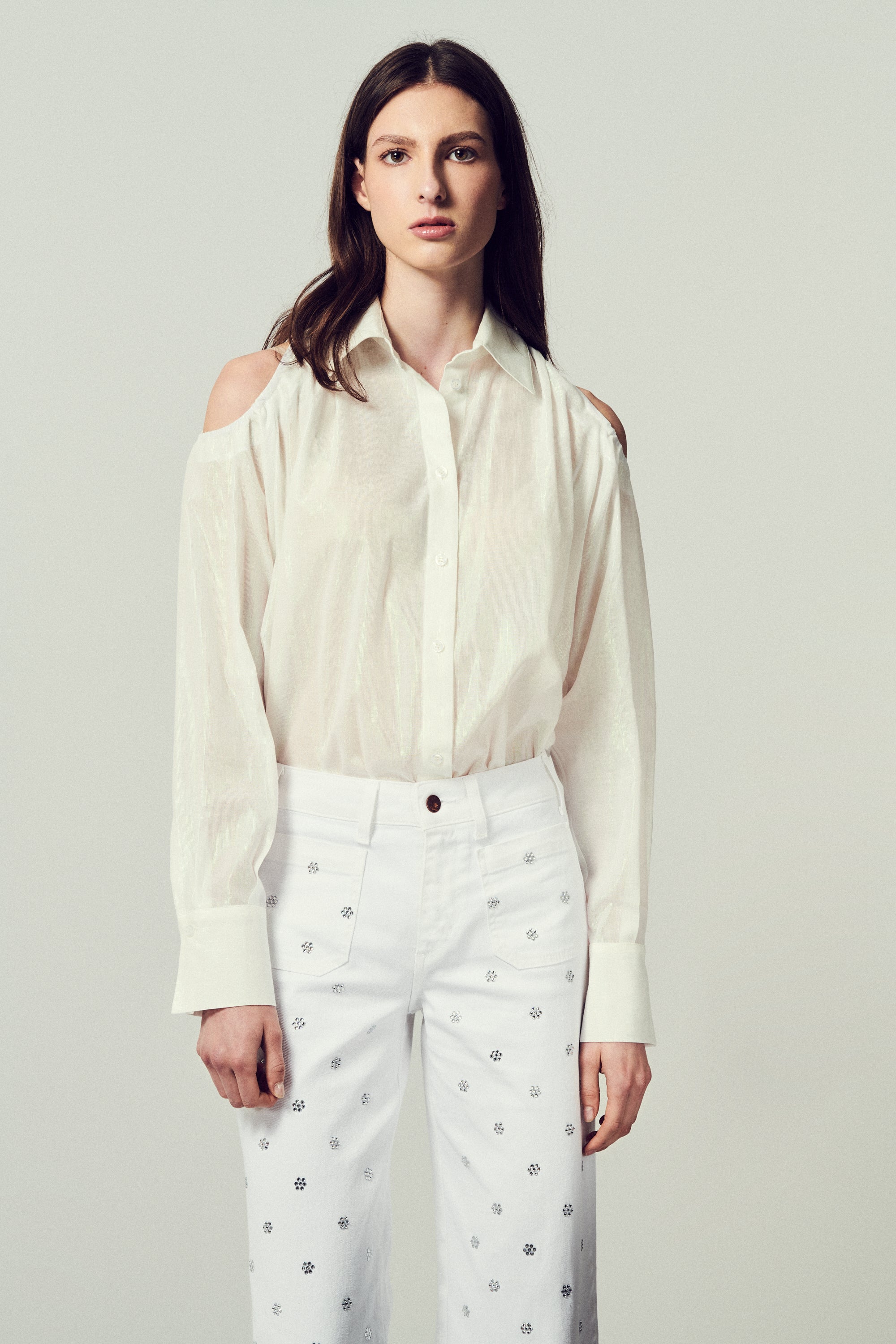 Carmen Camicia Lurex Bianco