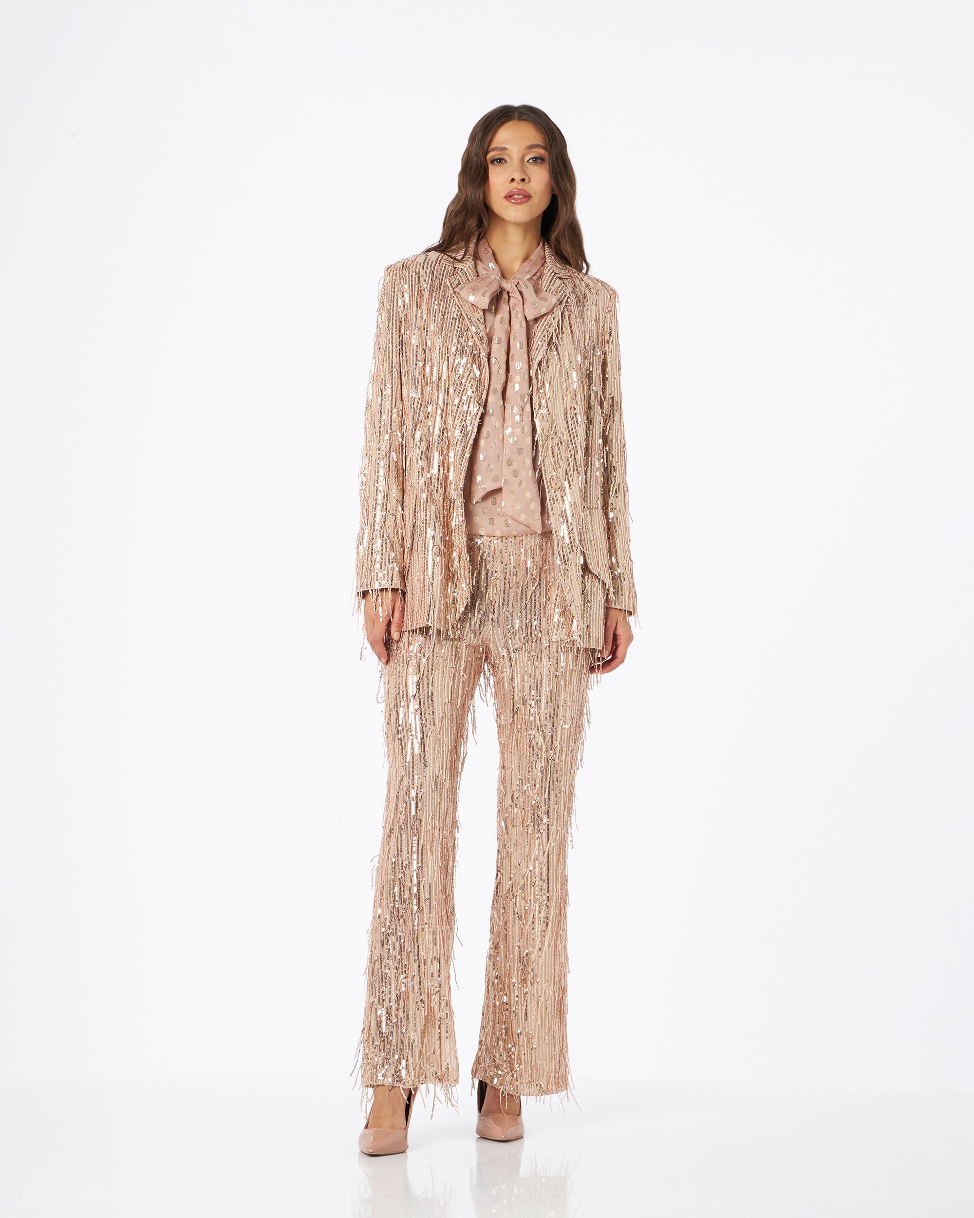 Lucilla giacca con frange paillettes oro