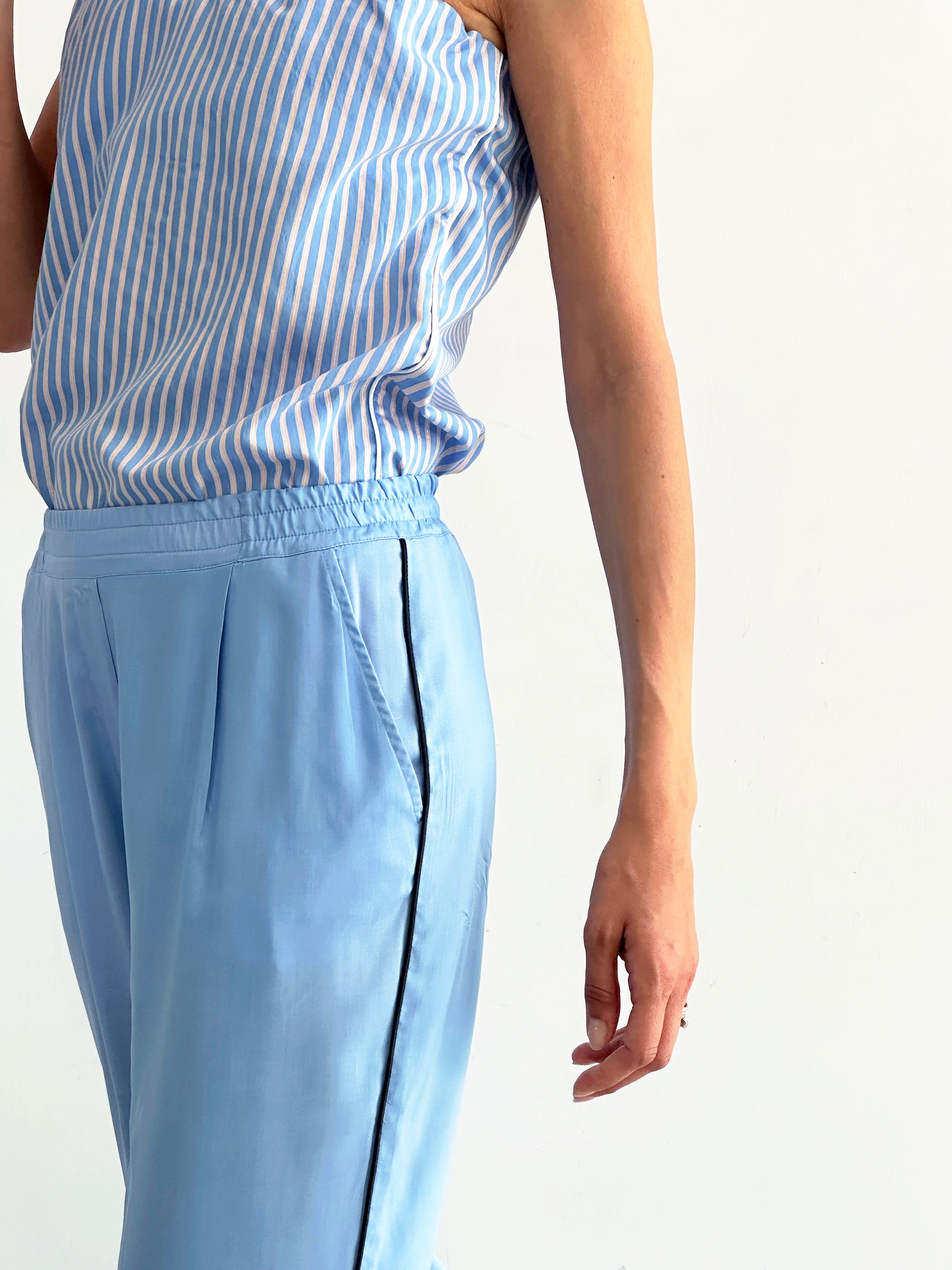 Sera Pantaloni Pigiama Azzurro In Viscosa