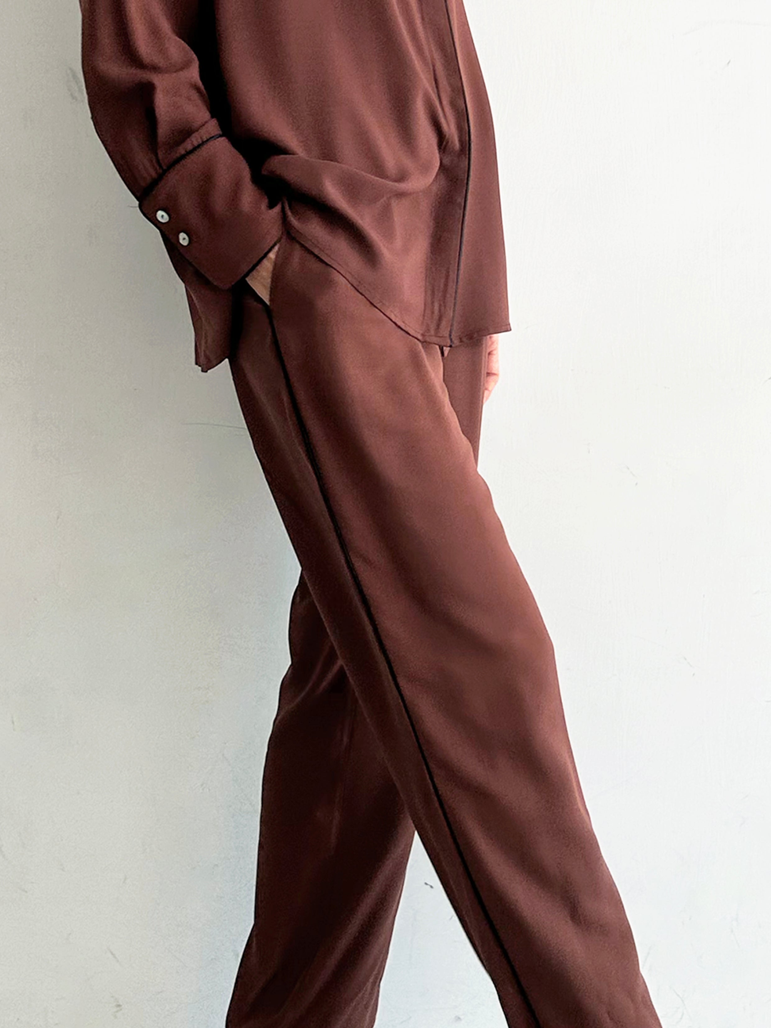 Sera Pantaloni Pigiama Marrone In Viscosa