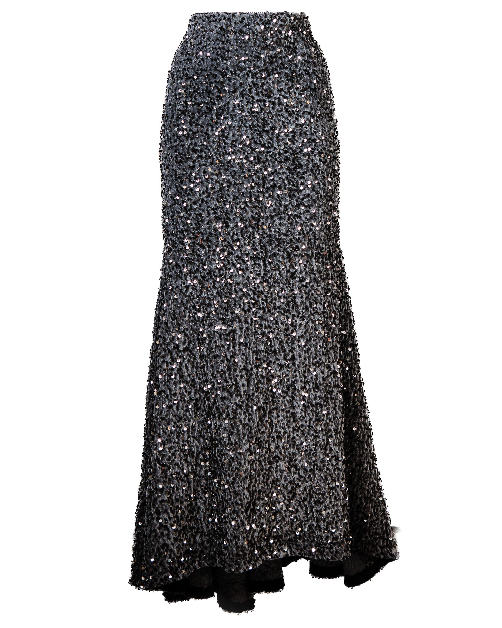 Mariacristina gonna in velluto paillettes argento